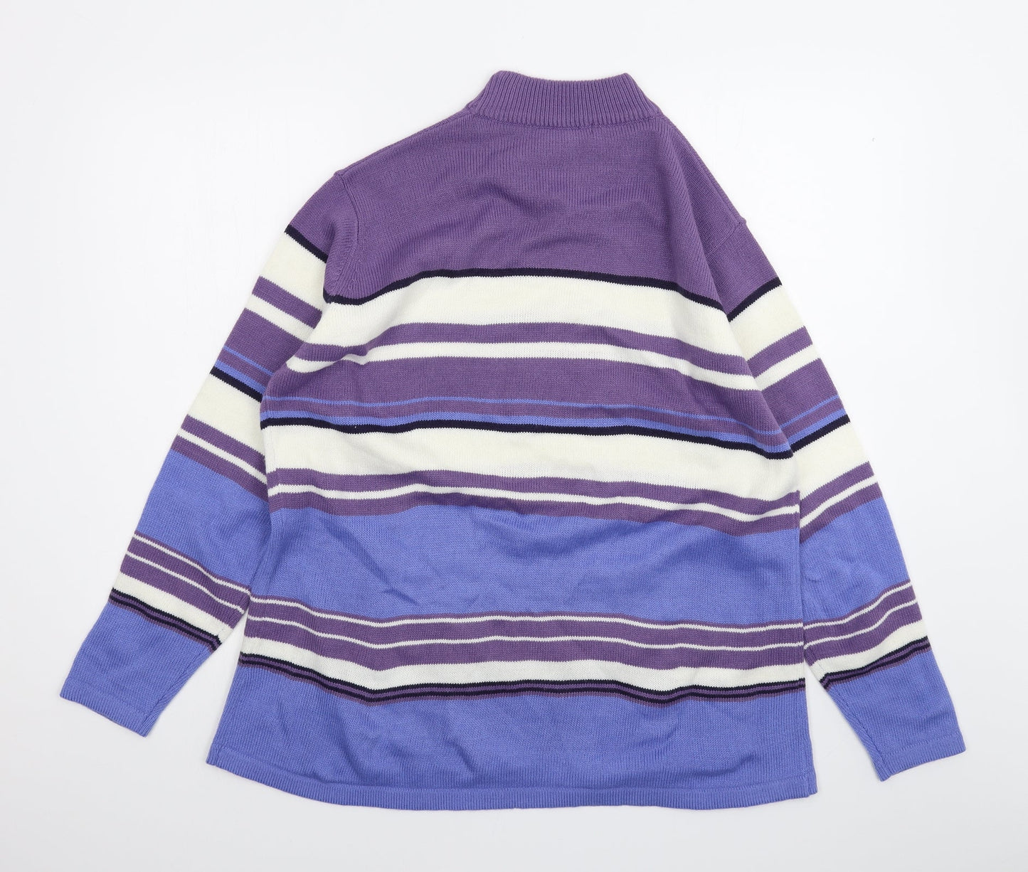 EWM Womens Purple Striped  Pullover Jumper Size XL