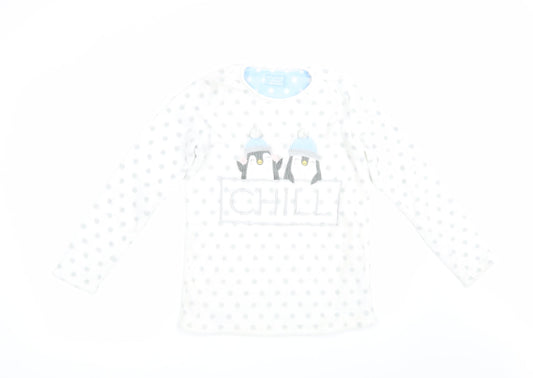 Primark Girls White Polka Dot  Top Pyjama Top Size 12 Years  - Penguin