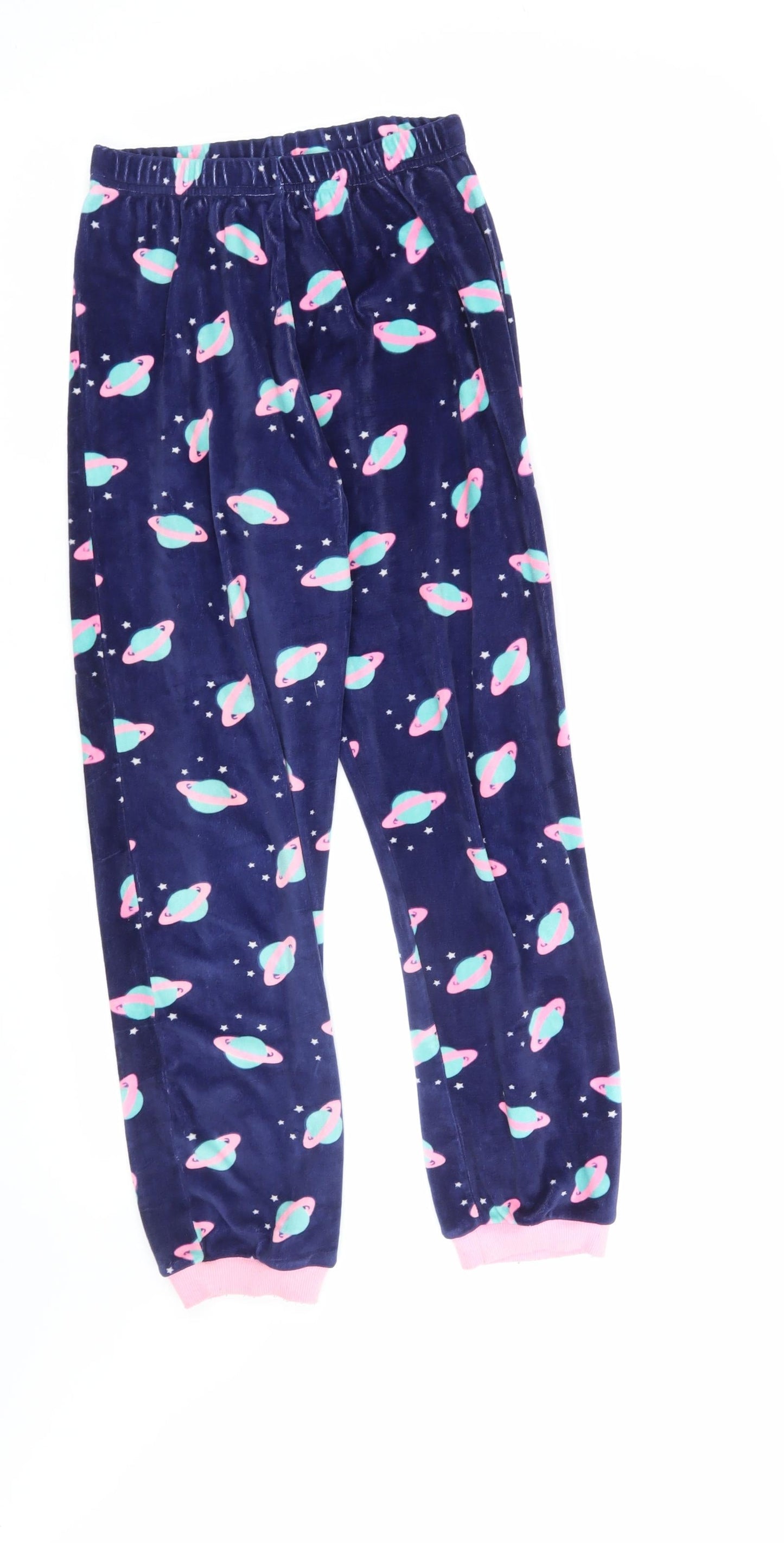 M&Co Girls Blue Geometric   Pyjama Pants Size 11 Years  - Space