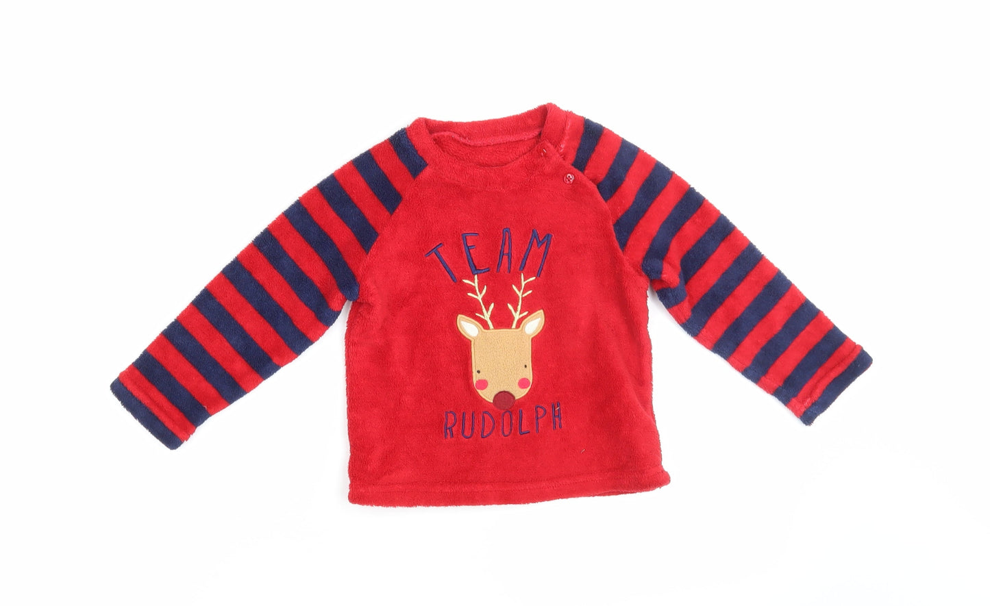 Primark Baby Red Striped   Pyjama Top Size 18-24 Months  - Rudolph