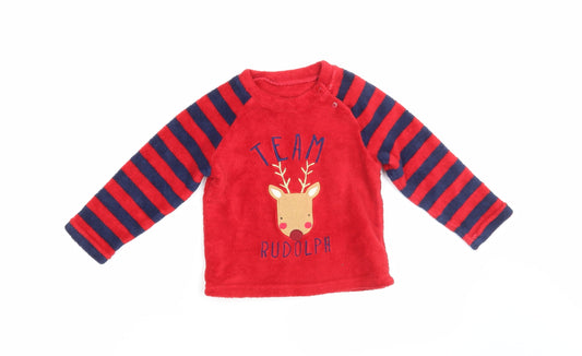 Primark Baby Red Striped   Pyjama Top Size 18-24 Months  - Rudolph