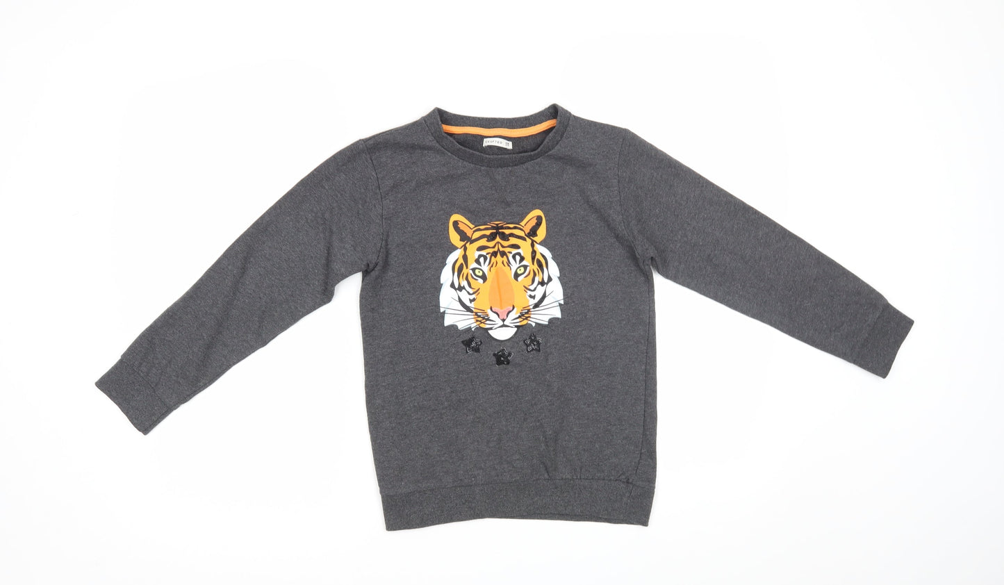 Crafted Girls Grey   Pullover Sweatshirt Size 9-10 Years  - Tiger