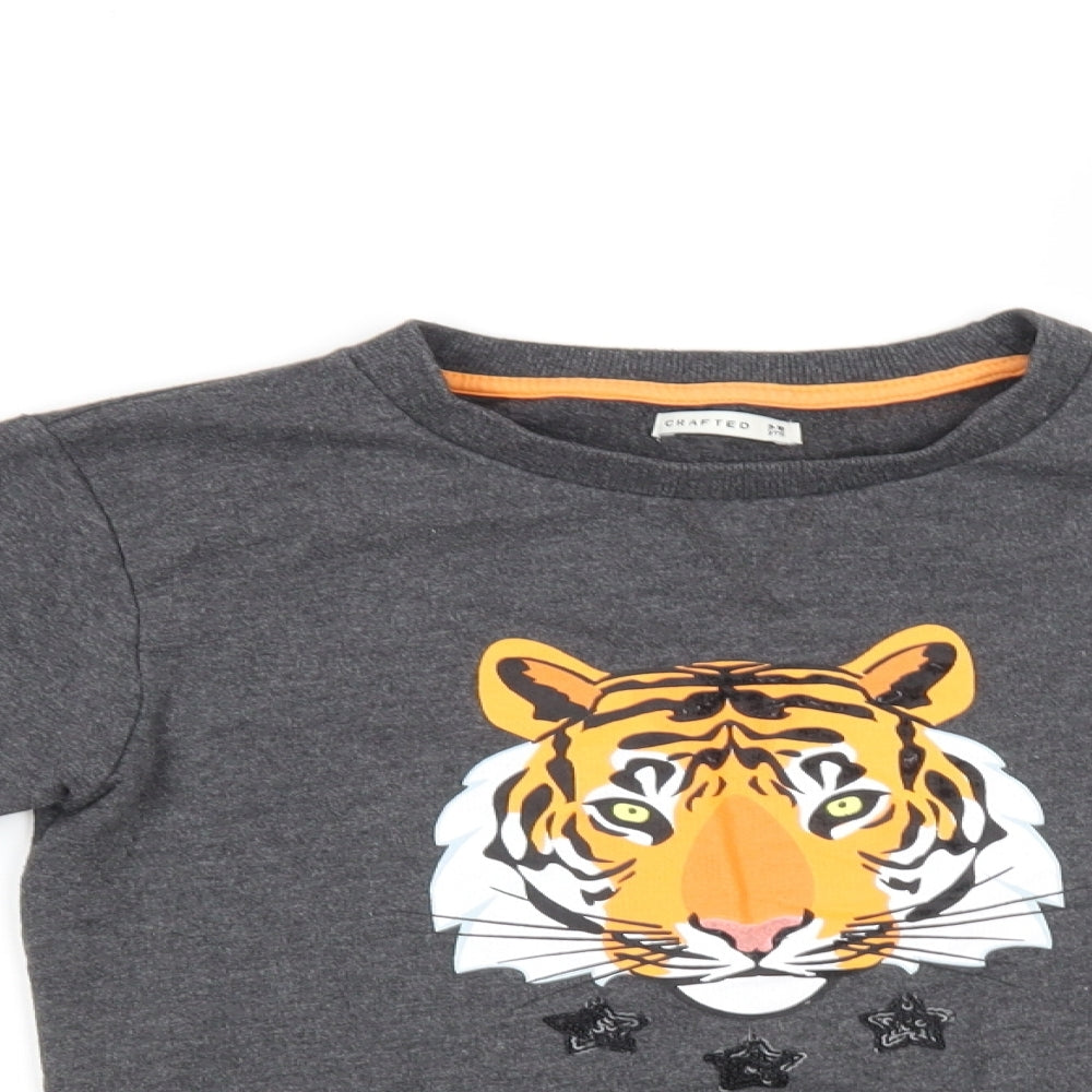 Crafted Girls Grey   Pullover Sweatshirt Size 9-10 Years  - Tiger