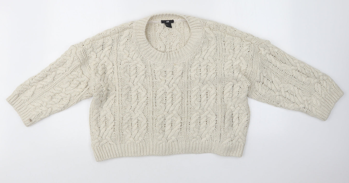 H&M Womens White   Pullover Jumper Size M