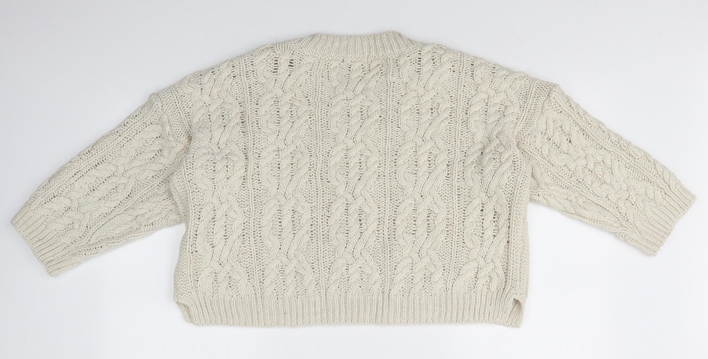 H&M Womens White   Pullover Jumper Size M