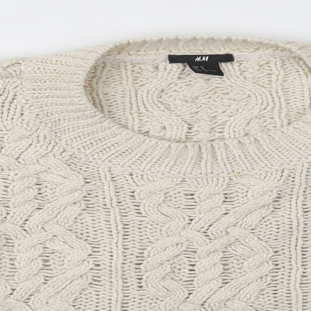 H&M Womens White   Pullover Jumper Size M