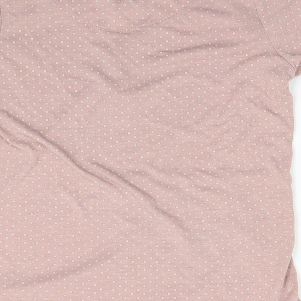 Preworn Girls Beige Spotted  Basic T-Shirt Size 7 Years