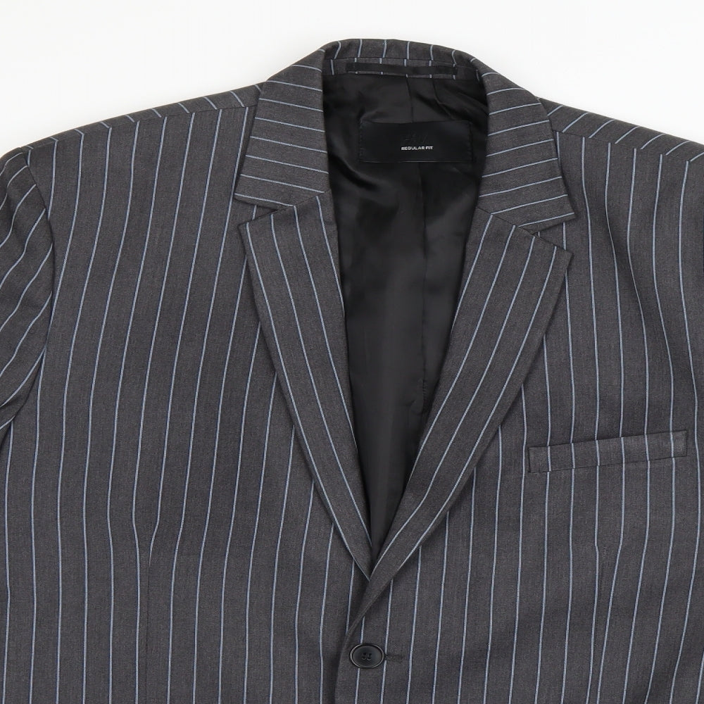 H&M Mens Grey Striped  Jacket Suit Size L