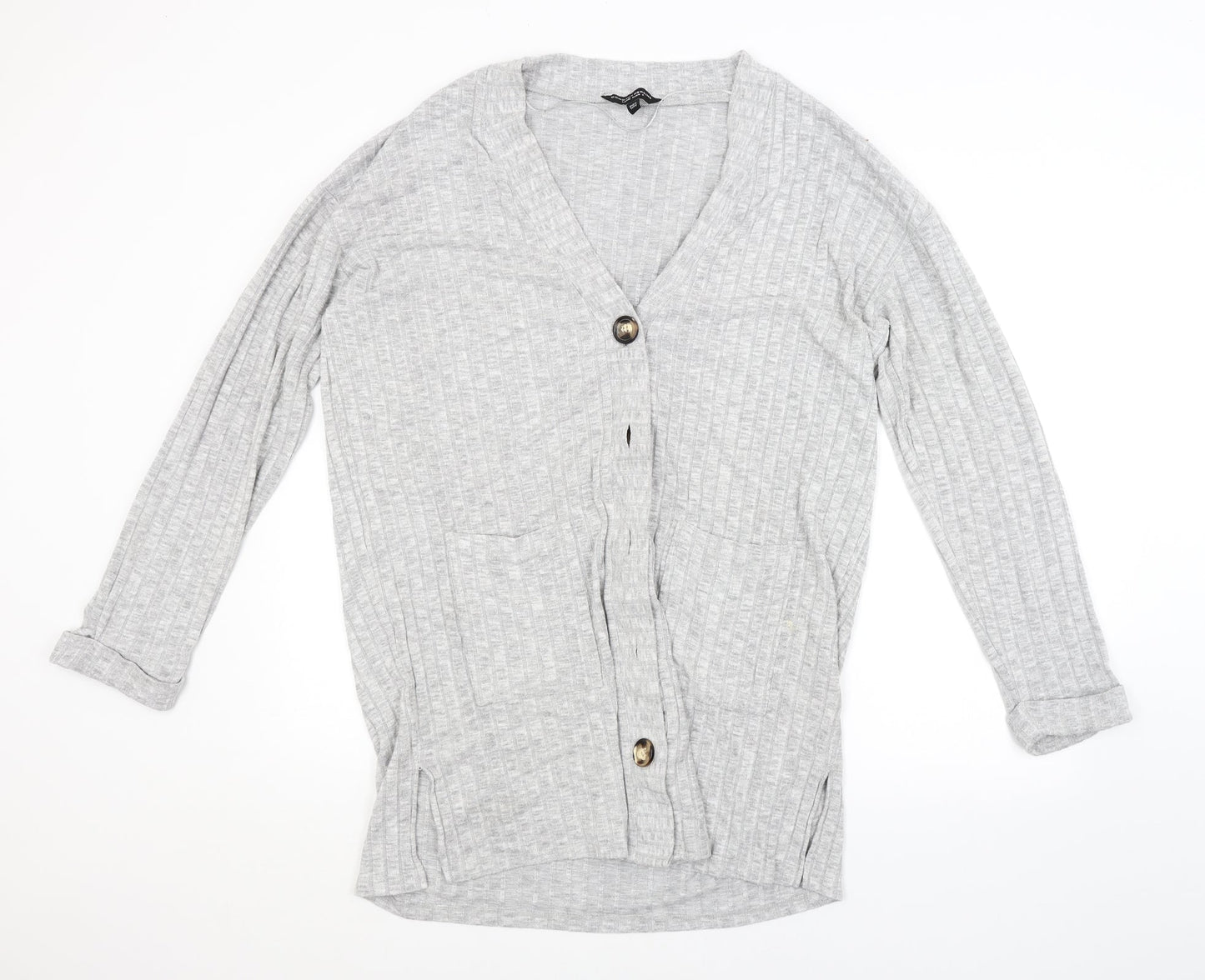 Dorothy Perkins Womens Grey Striped  Cardigan Jumper Size L