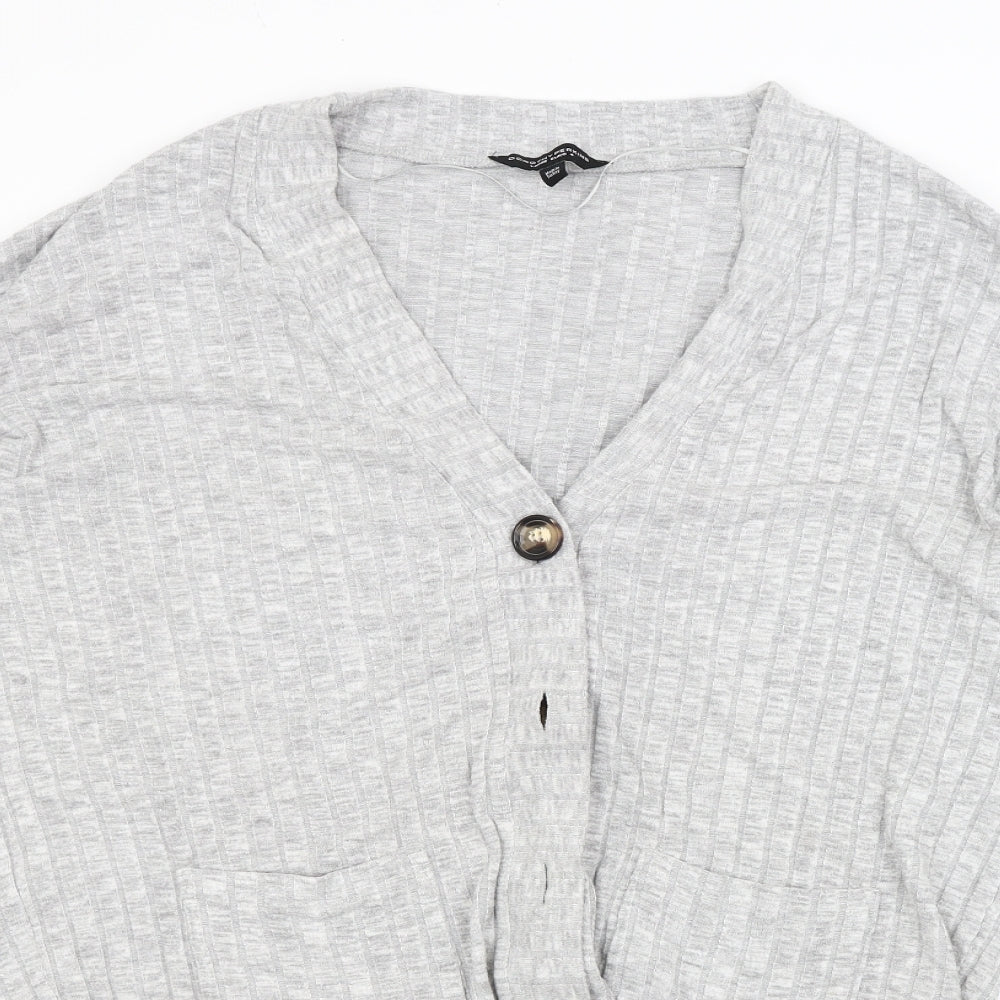 Dorothy Perkins Womens Grey Striped  Cardigan Jumper Size L