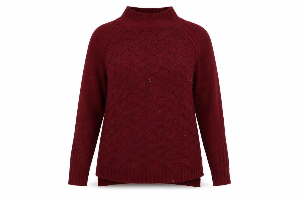 Front view of Papaya women’s red jumper, size L