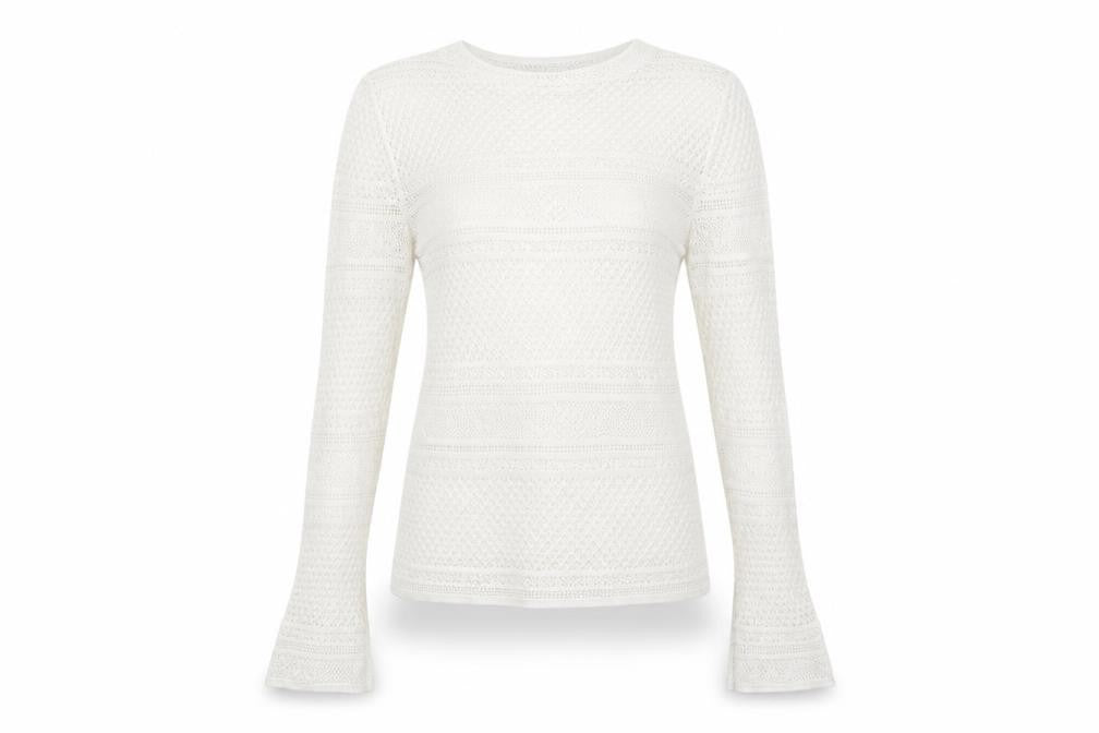 NEXT Womens White Argyle/Diamond  Pullover Jumper Size 10