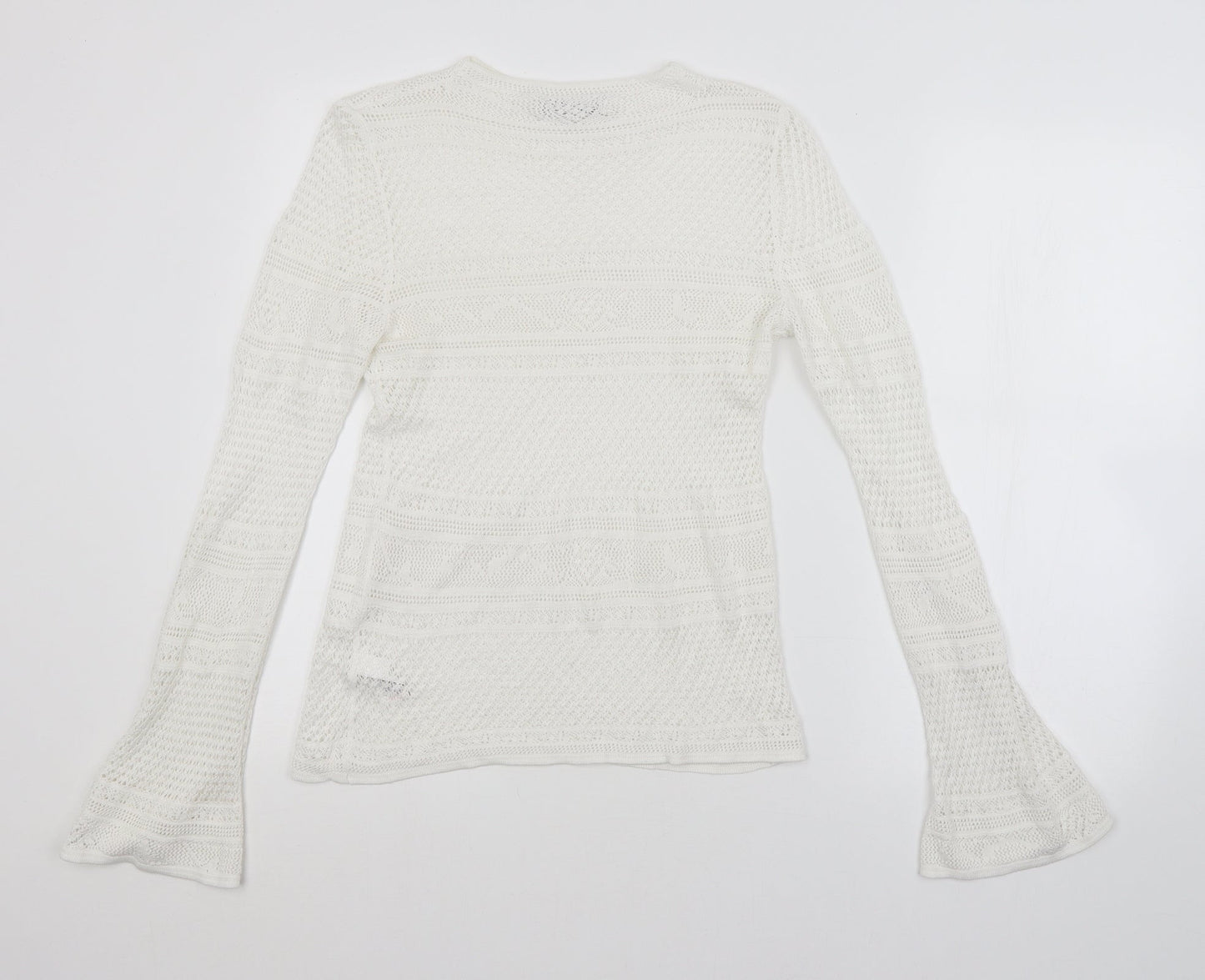 NEXT Womens White Argyle/Diamond  Pullover Jumper Size 10
