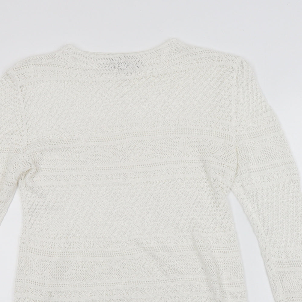 NEXT Womens White Argyle/Diamond  Pullover Jumper Size 10