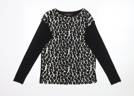 NEXT Womens Black Animal Print  Basic Blouse Size 6  - Leopard Print