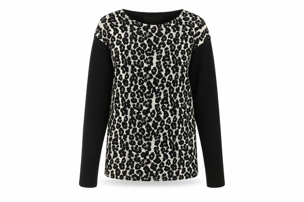 NEXT Womens Black Animal Print  Basic Blouse Size 6  - Leopard Print