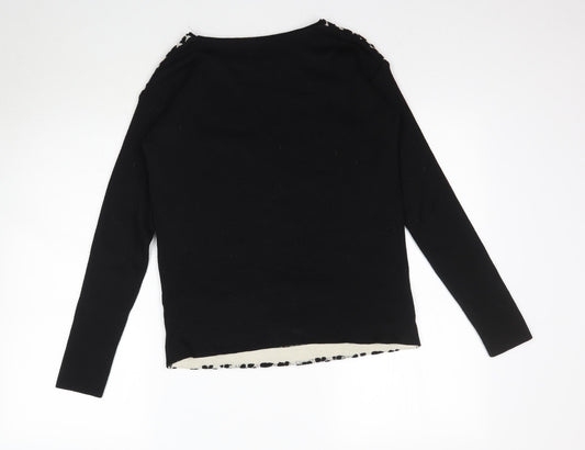 NEXT Womens Black Animal Print  Basic Blouse Size 6  - Leopard Print