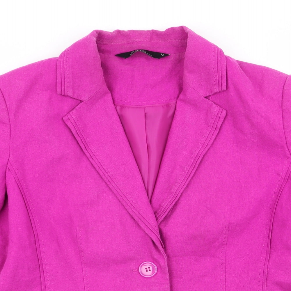 BM Collection Womens Pink   Jacket  Size 12  - Linen Look Jacket