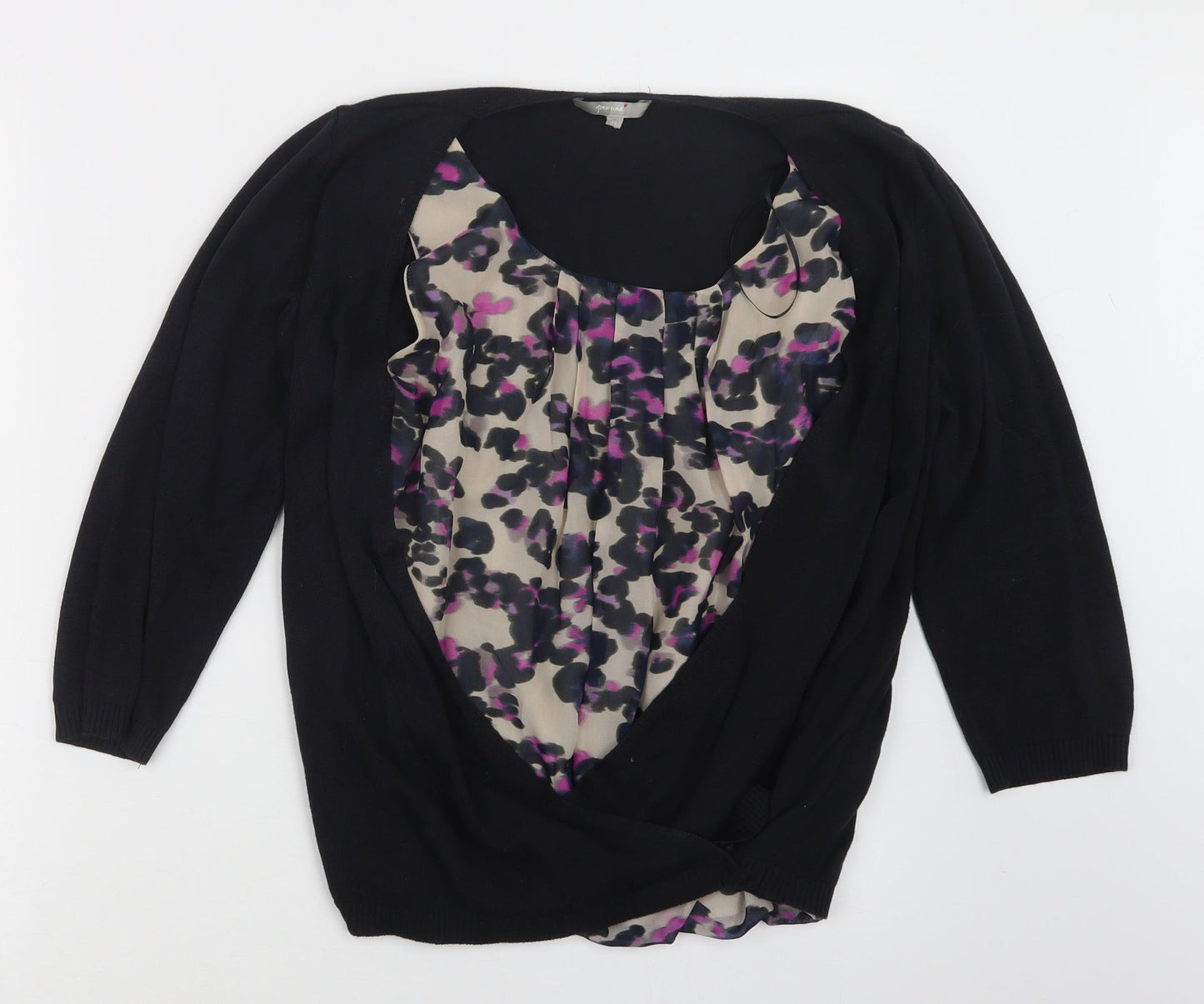 Per Una Womens Black   Cardigan Jumper Size 14  - Top and cardigan in one