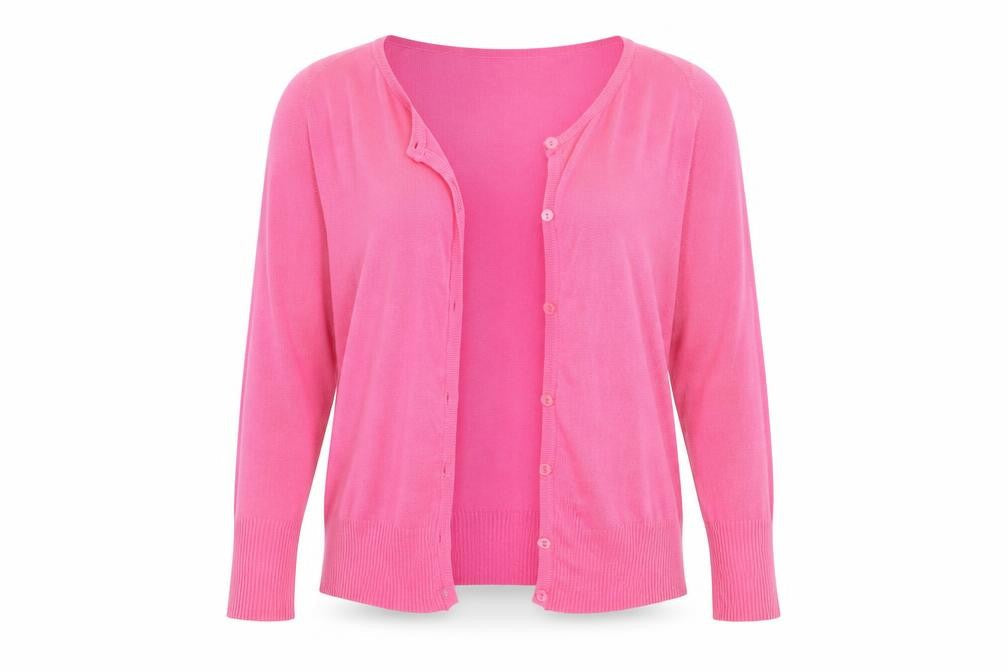 Front view of Atmosphere women’s pink wrap jumper, size UK 8