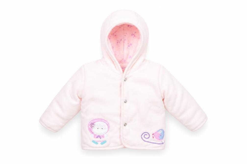 Front view of Marks & Spencer girls’ pink jacket coat, size 0-3, months