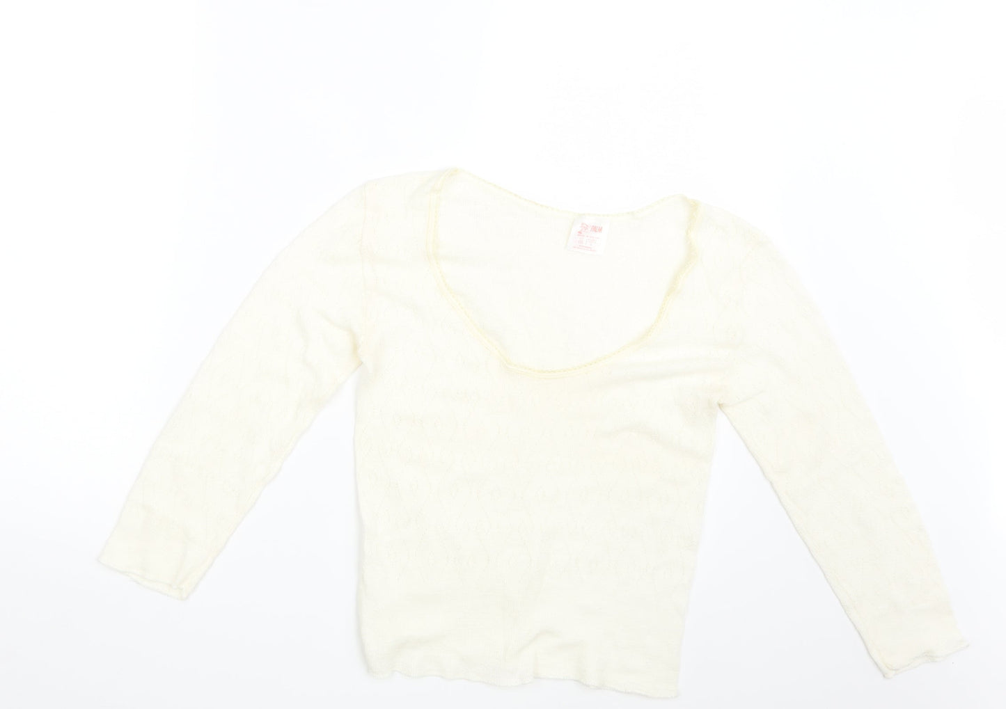 Palm Womens Ivory Argyle/Diamond  Pullover Jumper Size L