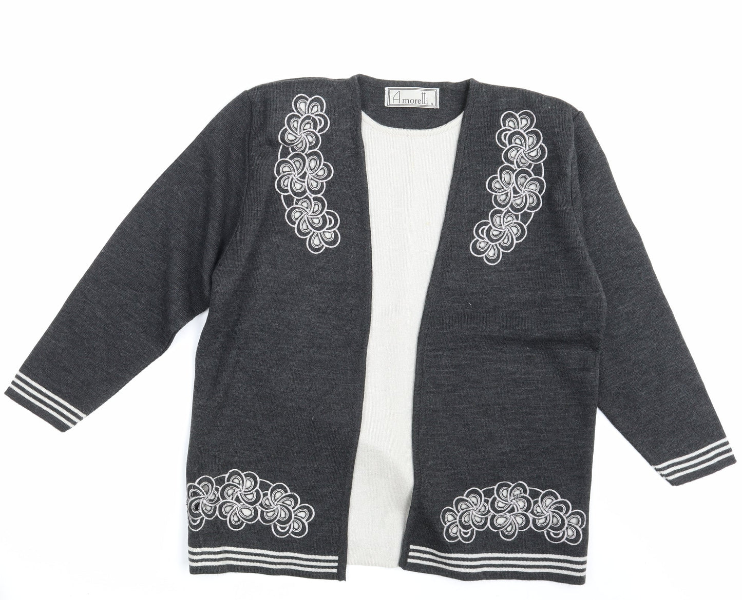 Amoretti Womens Grey Floral  Pullover Jumper One Size