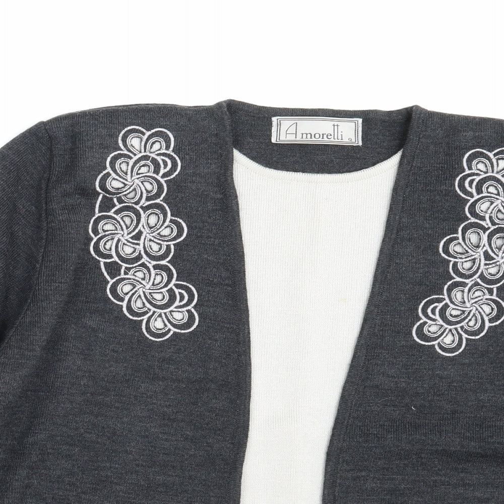 Amoretti Womens Grey Floral  Pullover Jumper One Size