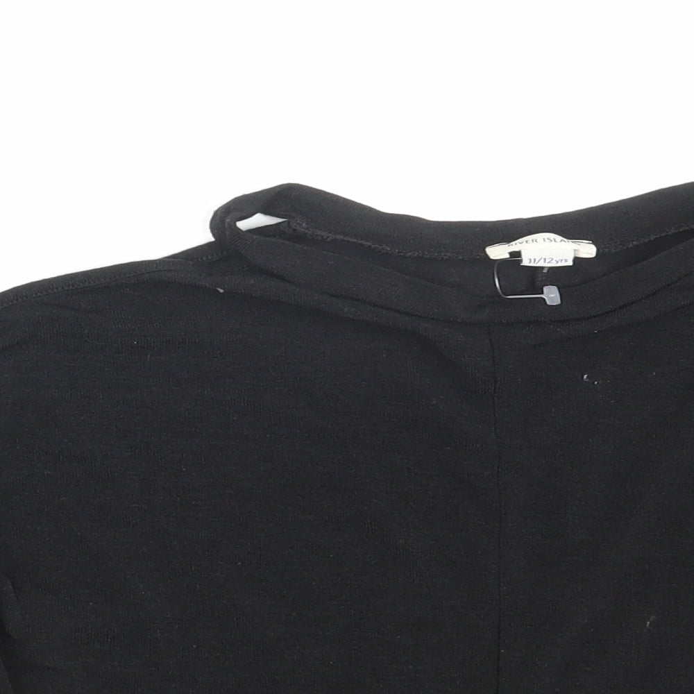 River Island Girls Black   Pullover Sweatshirt Size 11-12 Years