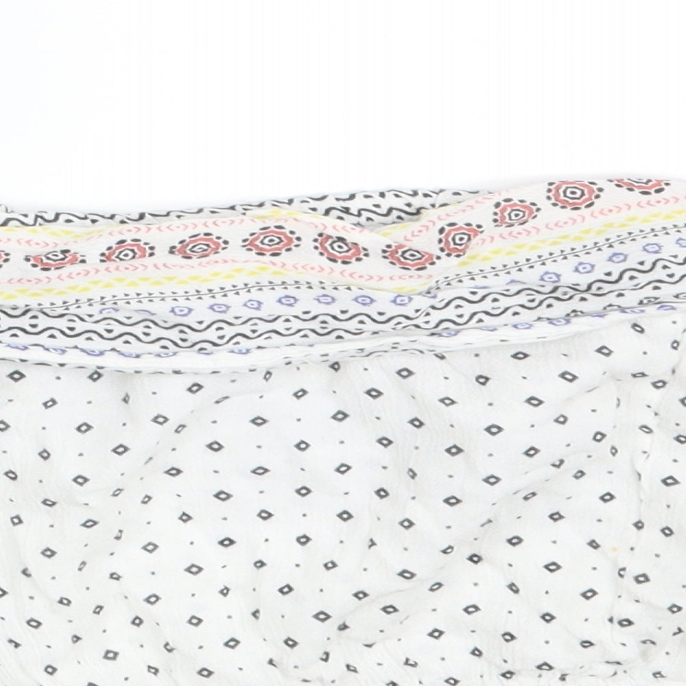 Boohoo Womens White Fair Isle  Basic Blouse Size 8
