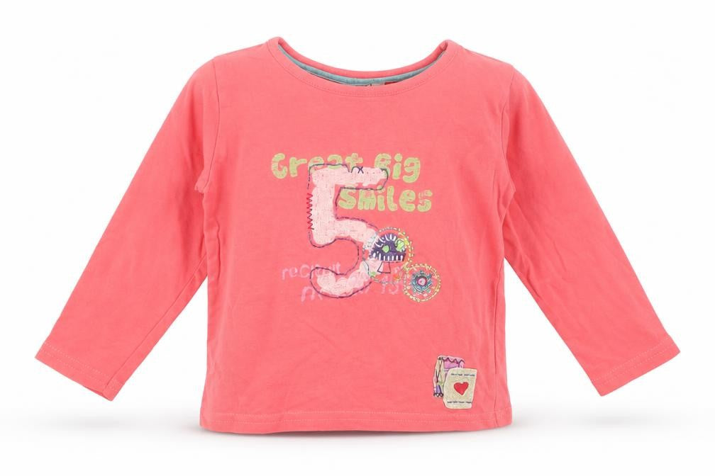Front view of Next girls’ pink basic t-shirt, size 6-9, months
