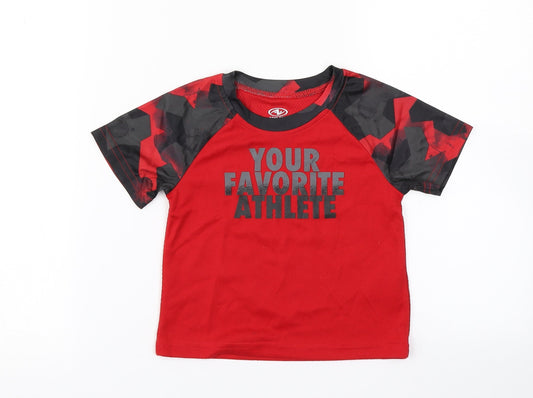 Athletic Works Boys Red   Basic T-Shirt Size 2 Years