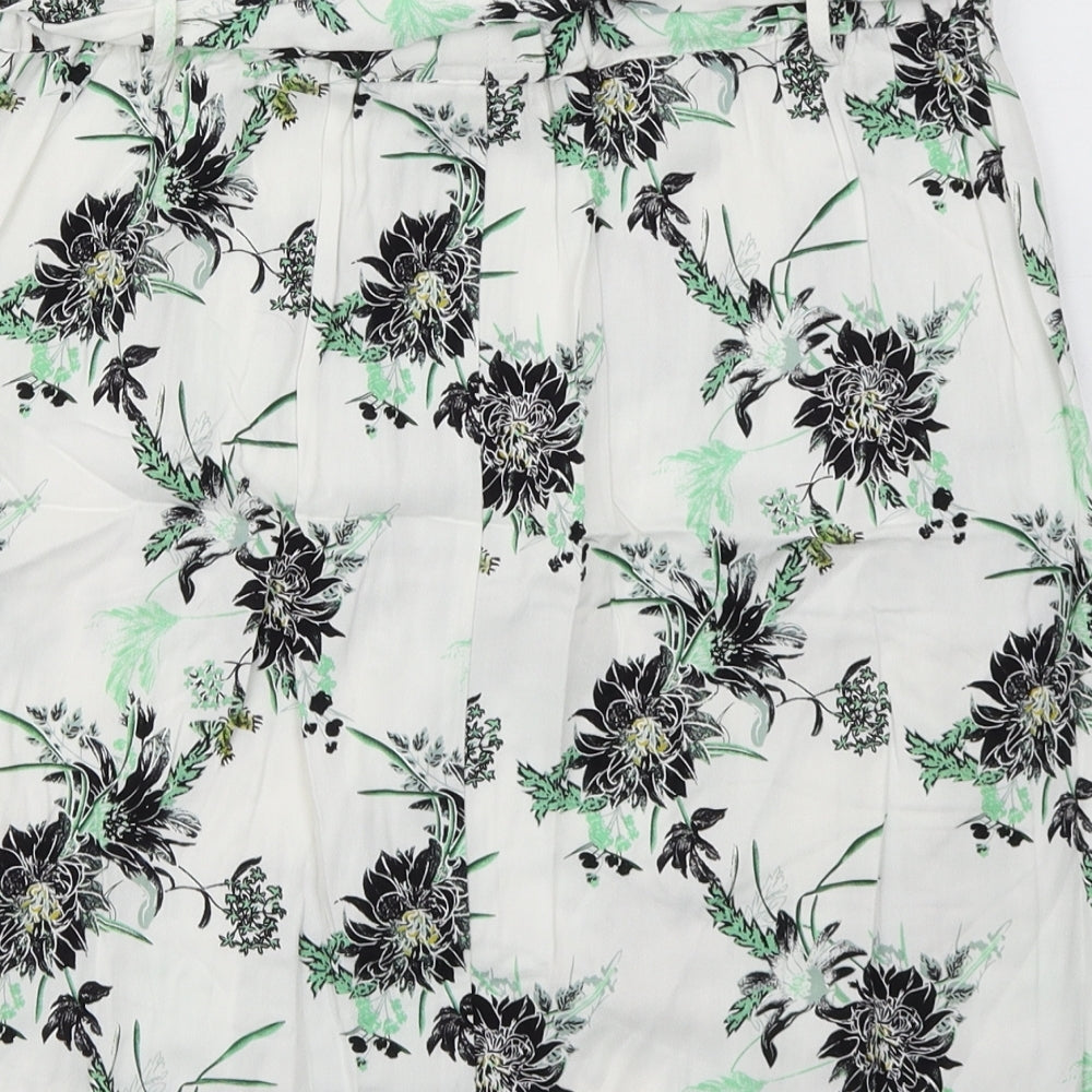 Saint Tropez Womens White Floral  A-Line Skirt Size M
