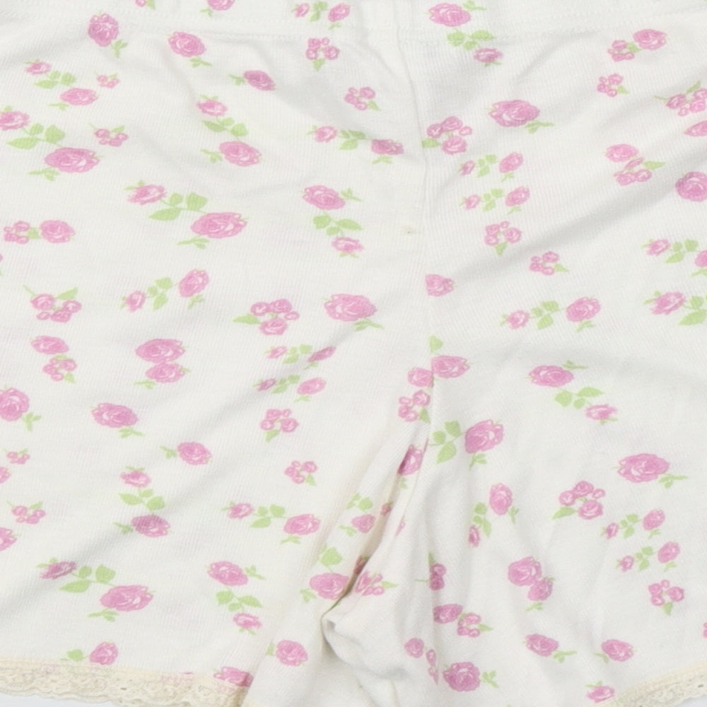 Polkadot Womens White Floral  Hot Pants Shorts Size L