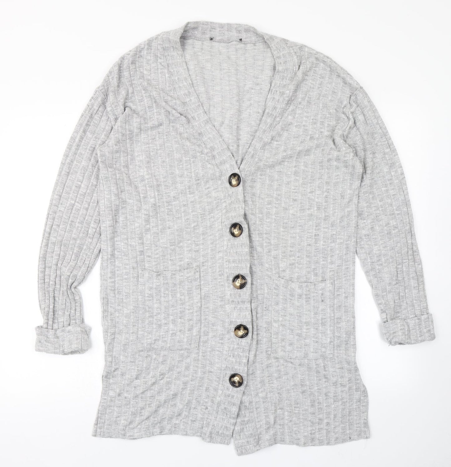 Dorothy Perkins Womens Grey  Knit Cardigan Jumper Size M