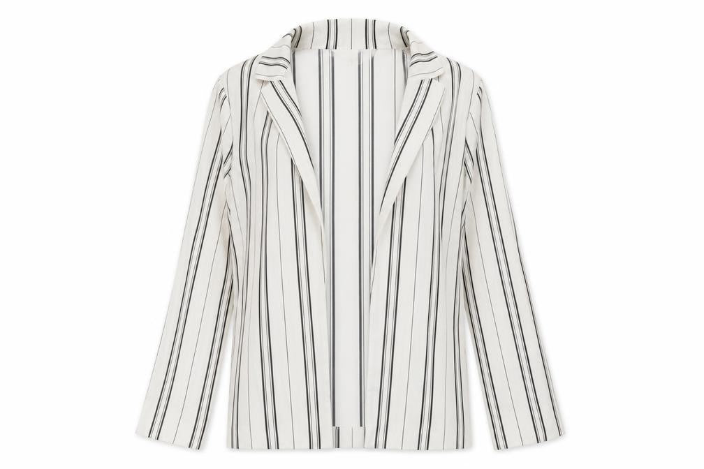 New Look Womens White Striped  Jacket Blazer Size 10