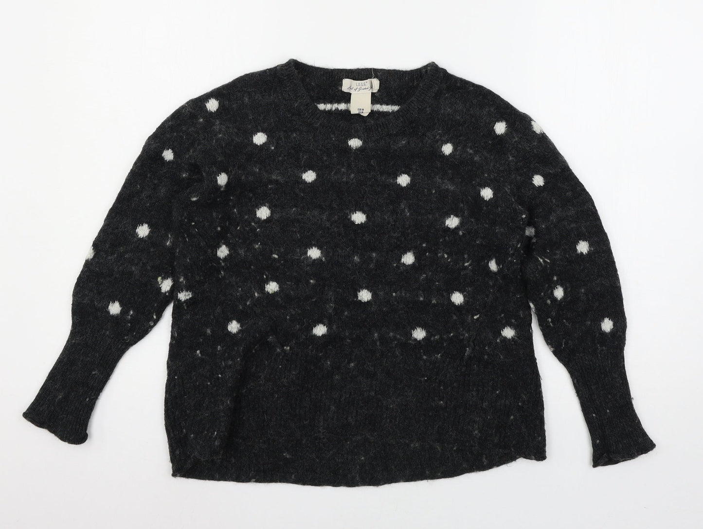 H&M Womens Grey Polka Dot Knit Pullover Jumper Size M
