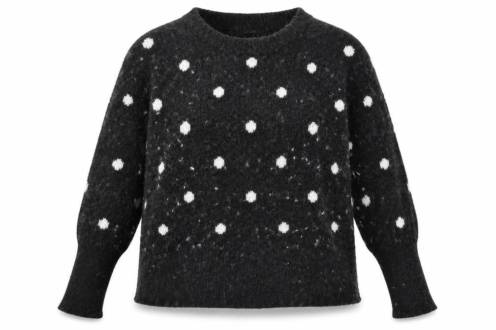 H&M Womens Grey Polka Dot Knit Pullover Jumper Size M