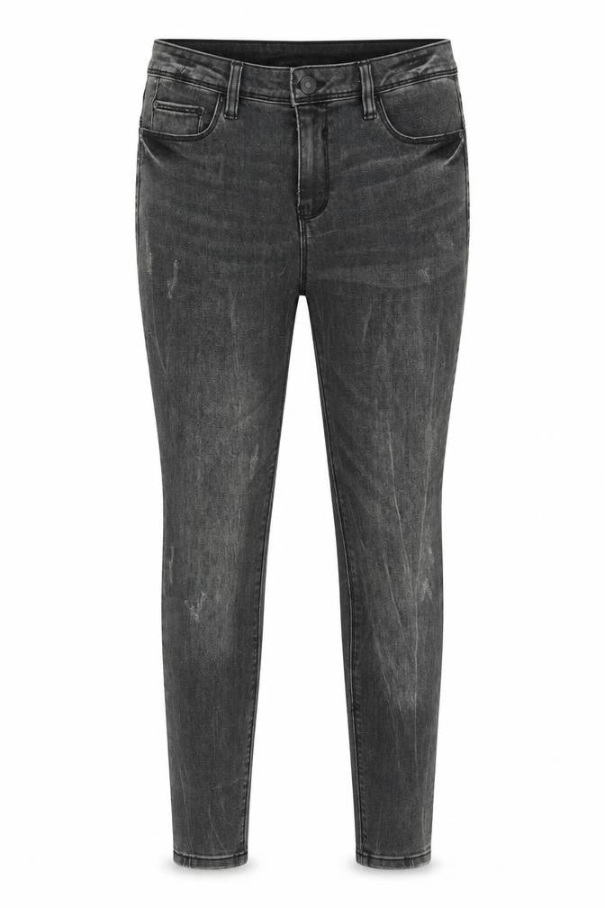 Front view of Denim & Co. women’s grey denim skinny jeans, size UK 12, 27-inch leg