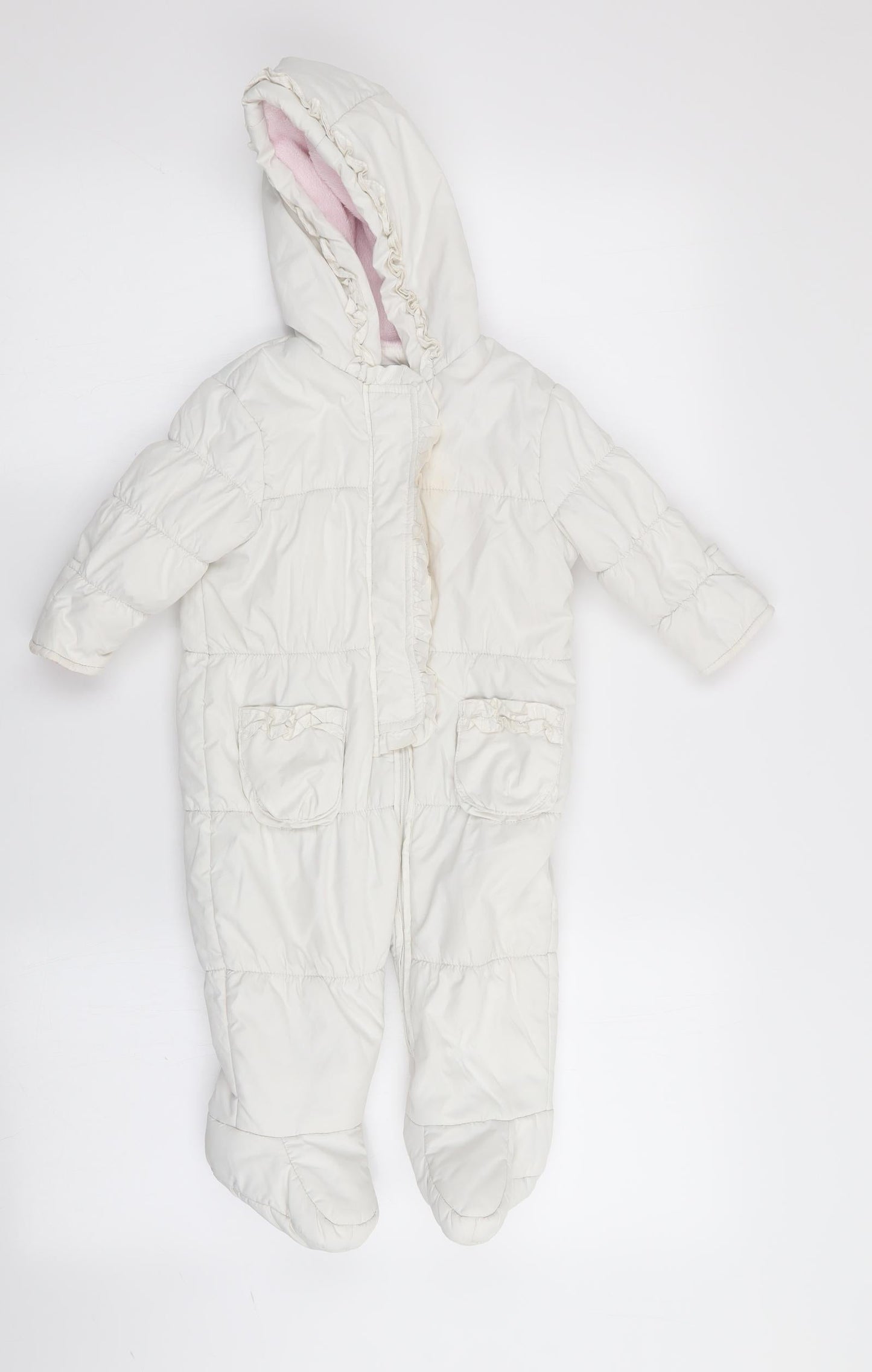 onme Girls White   Basic Coat Coat Size 6-9 Months  - all in one coat