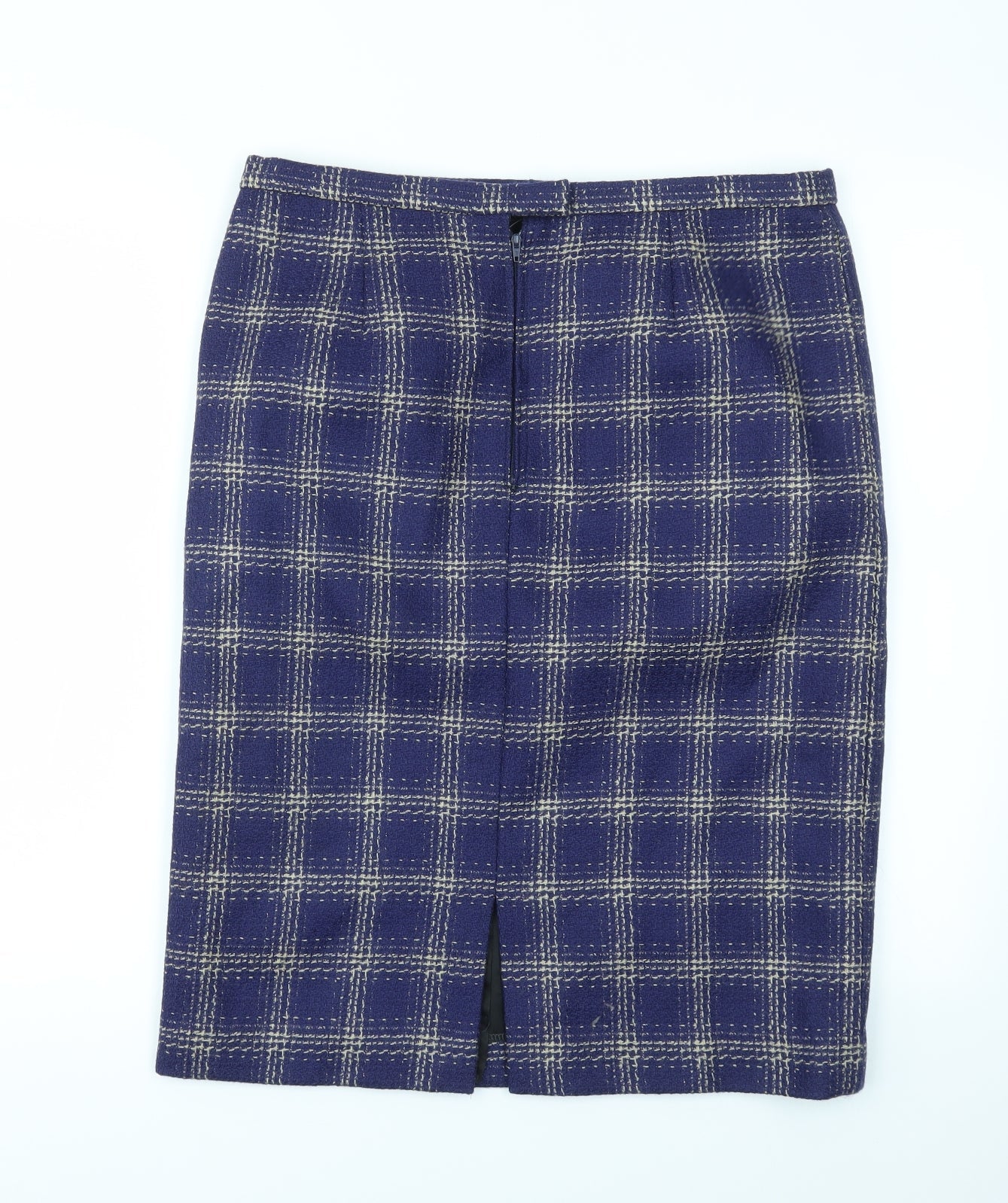 Preworn Womens Blue Check  Bandage Skirt Size 32 in