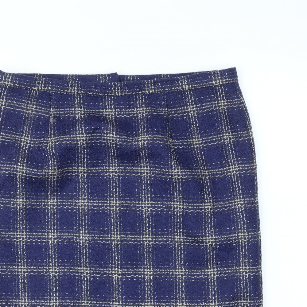 Preworn Womens Blue Check  Bandage Skirt Size 32 in