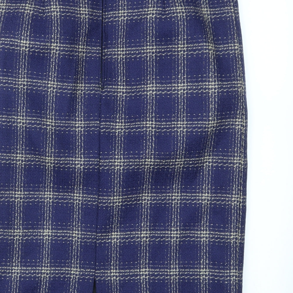 Preworn Womens Blue Check  Bandage Skirt Size 32 in