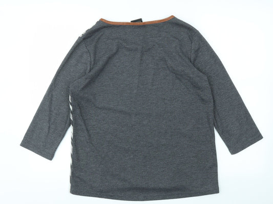 b.young Womens Grey Geometric  Basic T-Shirt Size M