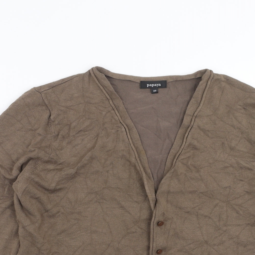 Papaya Womens Brown  Knit Cardigan Jumper Size 20