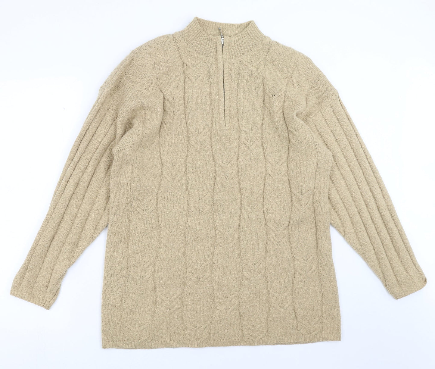 FABRIZIO Womens Beige  Knit Pullover Jumper Size XL  - shoulder pads