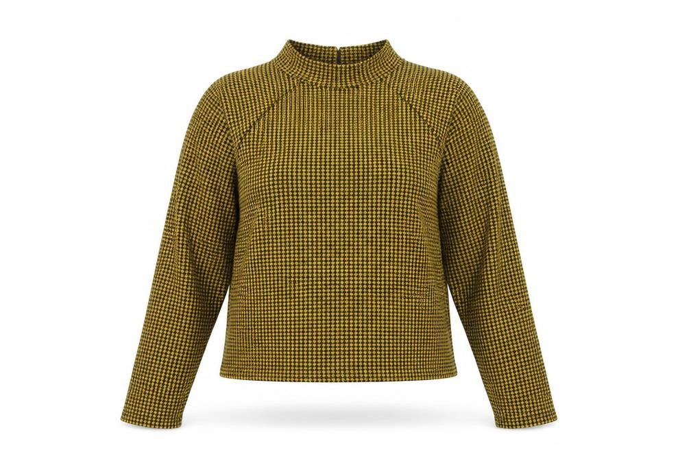 Primark Womens Yellow Houndstooth  Pullover Jumper Size XL