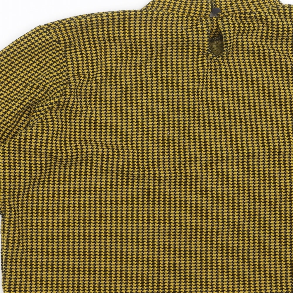 Primark Womens Yellow Houndstooth  Pullover Jumper Size XL