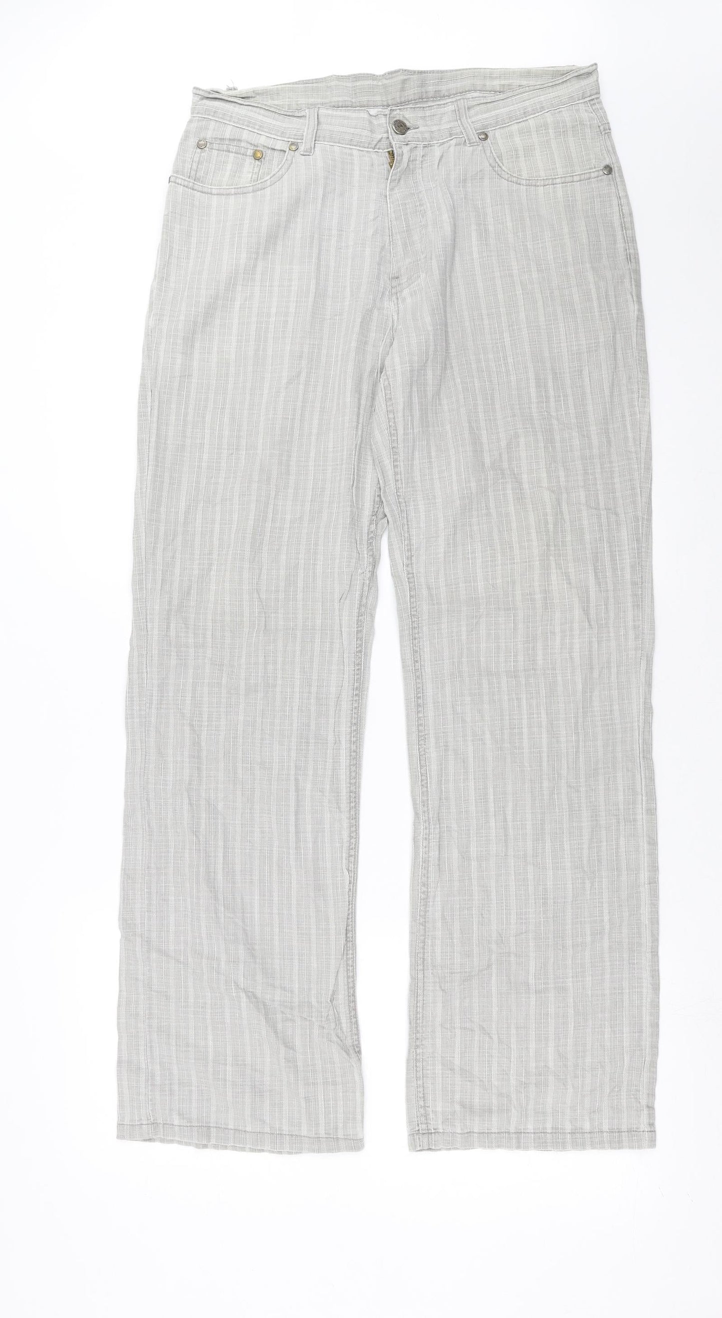 Preworn Womens Grey Striped  Trousers  Size 34 in L32 in
