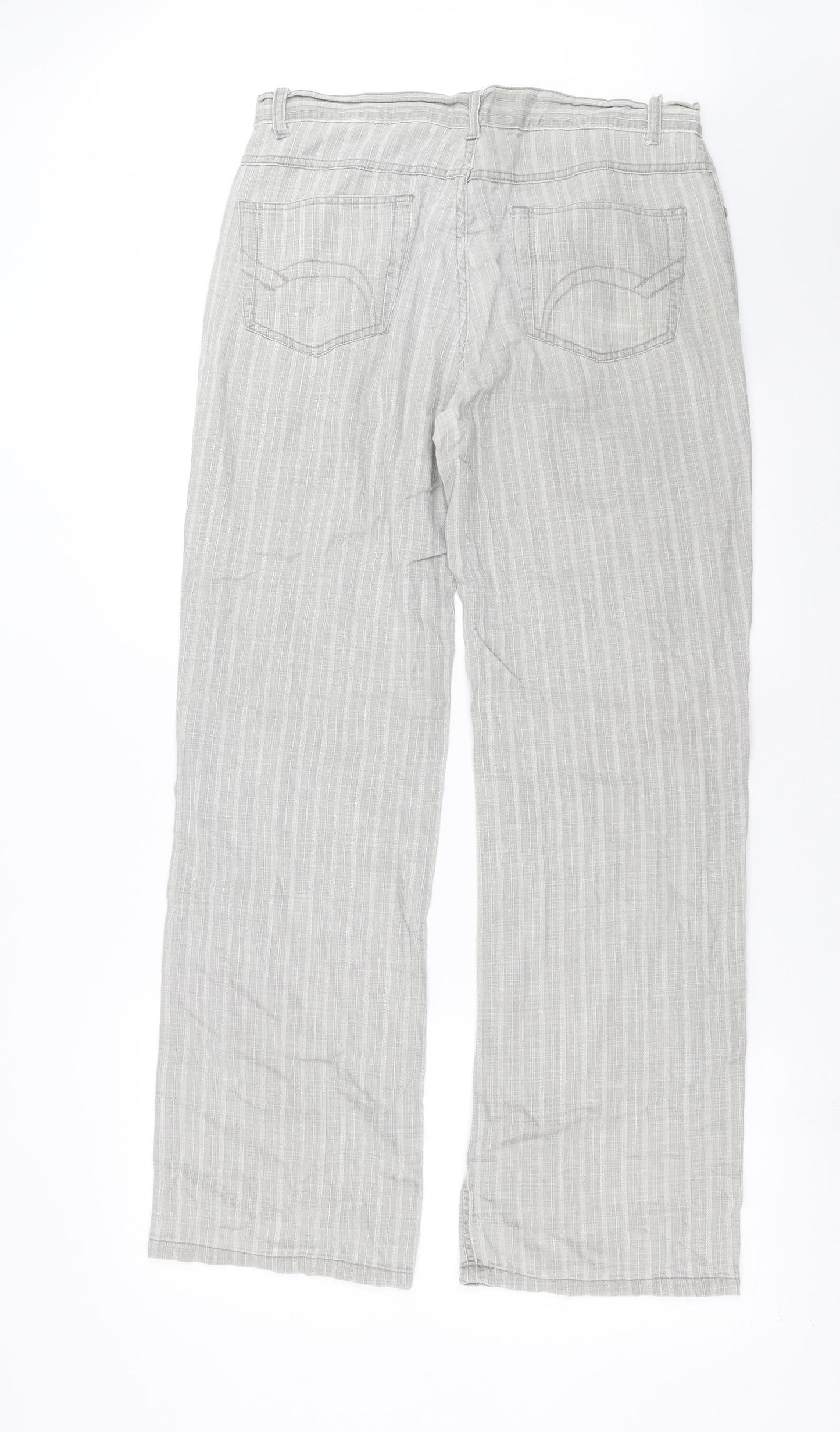 Preworn Womens Grey Striped  Trousers  Size 34 in L32 in